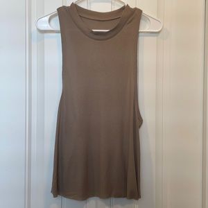 Alo ribbed tank top, XS, beige, 100% cotton, low cut arms, good condition